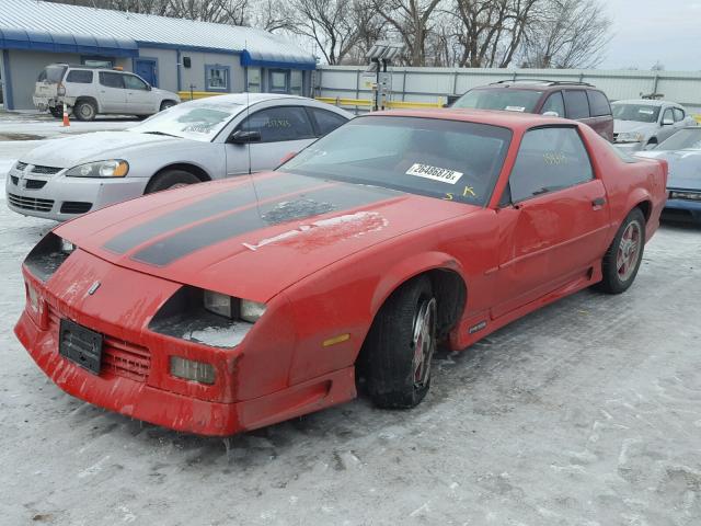 1G1FP23E8NL160778 - 1992 CHEVROLET CAMARO RS RED photo 2