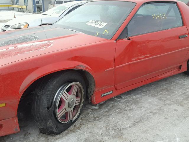 1G1FP23E8NL160778 - 1992 CHEVROLET CAMARO RS RED photo 9