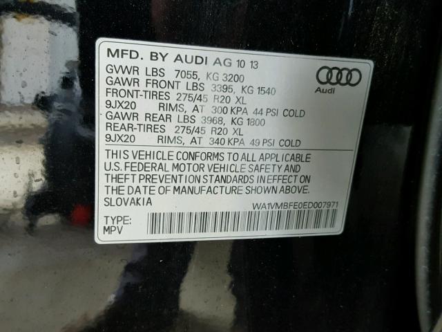 WA1VMBFE0ED007971 - 2014 AUDI Q7 PRESTIG BLACK photo 10