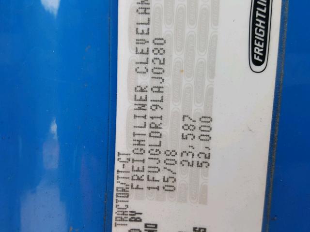 1FUJGLDR19LAJ0280 - 2009 FREIGHTLINER CASCADIA 1 BLUE photo 10
