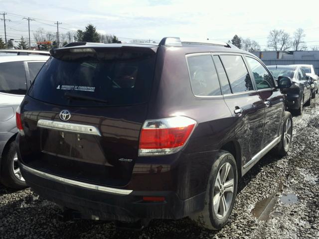 5TDDK3EH5DS277337 - 2013 TOYOTA HIGHLANDER BURGUNDY photo 4