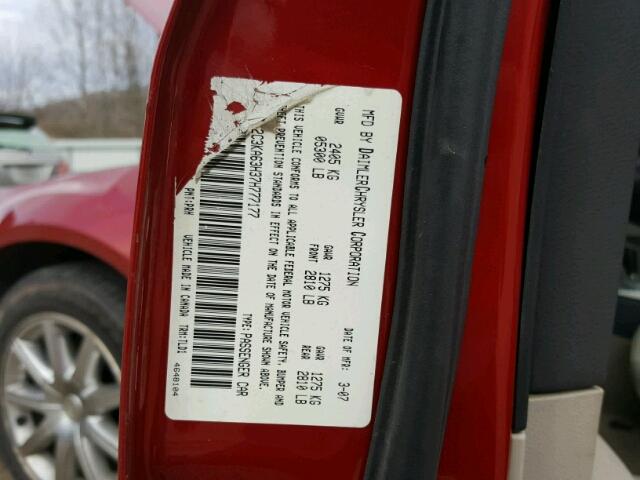 2C3KA63H37H777177 - 2007 CHRYSLER 300C RED photo 10