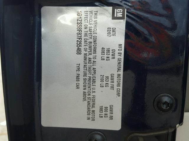 1G1ZS58F87F255468 - 2007 CHEVROLET MALIBU LS BLUE photo 10