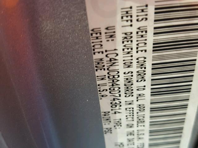 1C4NJCBA4GD743614 - 2016 JEEP COMPASS SP GRAY photo 10