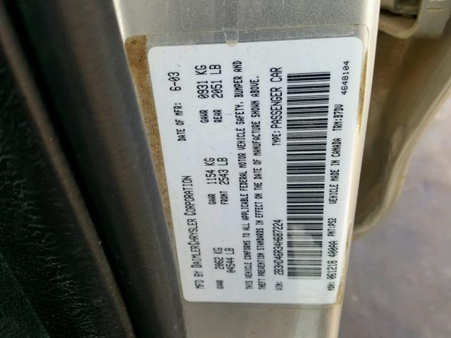 2B3HD46R34H687224 - 2004 DODGE INTREPID S SILVER photo 10