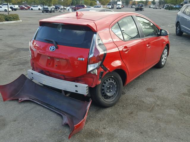 JTDKDTB3XF1087091 - 2015 TOYOTA PRIUS C RED photo 4