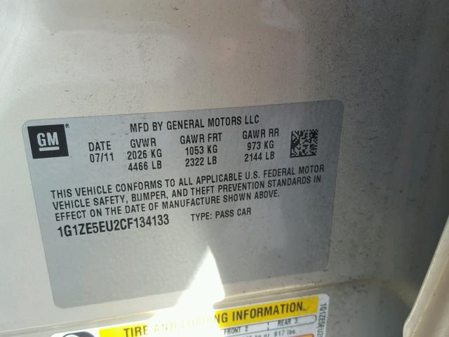 1G1ZE5EU2CF134133 - 2012 CHEVROLET MALIBU LTZ 金色 照片 10