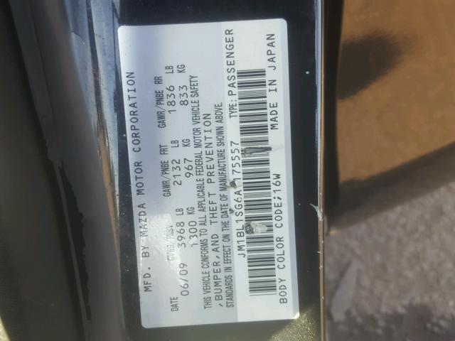 JM1BL1SG6A1175557 - 2010 MAZDA 3 I BLACK photo 10