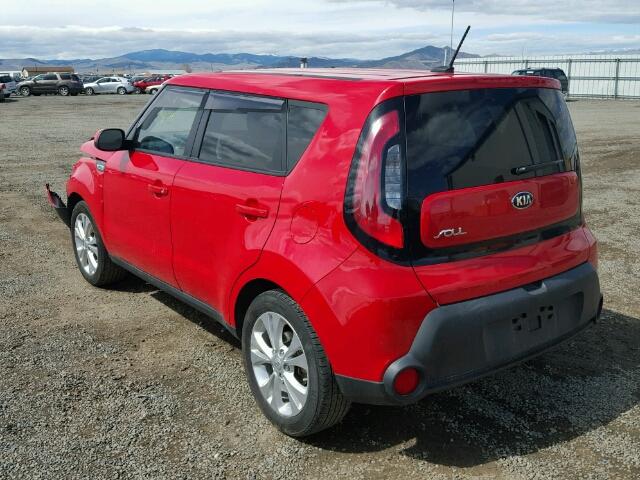 KNDJP3A54F7801929 - 2015 KIA SOUL PLUS RED photo 3