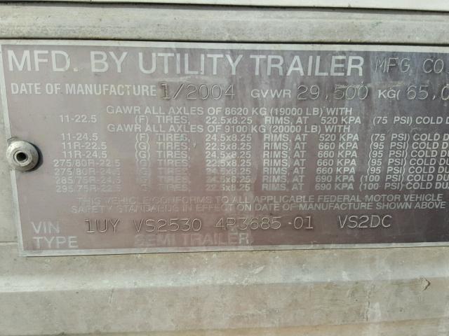 1UYVS25304P368501 - 2004 UTILITY TRAILER WHITE photo 10