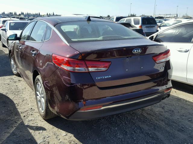 5XXGU4L31GG006883 - 2016 KIA OPTIMA EX BURGUNDY photo 3