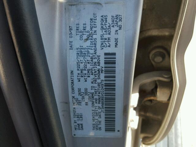 JT3HN86R6V0104979 - 1997 TOYOTA 4RUNNER SR GRAY photo 10