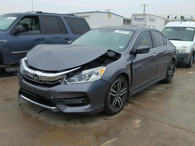 1HGCR2F53GA143693 - 2016 HONDA ACCORD SPO GRAY photo 2