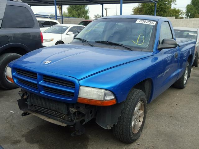 1B7FL26X81S127120 - 2001 DODGE DAKOTA BLUE photo 2