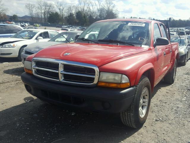 1D7HL38N14S773765 - 2004 DODGE DAKOTA QUA RED photo 2