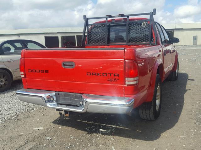 1D7HL38N14S773765 - 2004 DODGE DAKOTA QUA RED photo 4