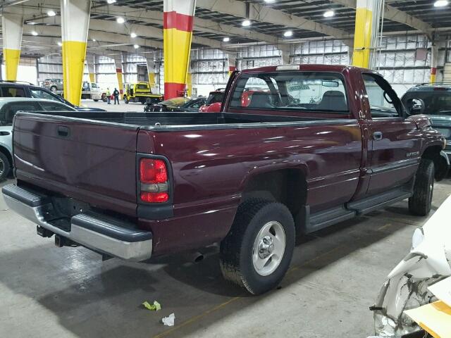 1B7HF16Z51S207552 - 2001 DODGE RAM 1500 BURGUNDY photo 4