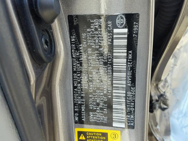 4T4BF1FK6GR571437 - 2016 TOYOTA CAMRY LE Graphit Foto 10