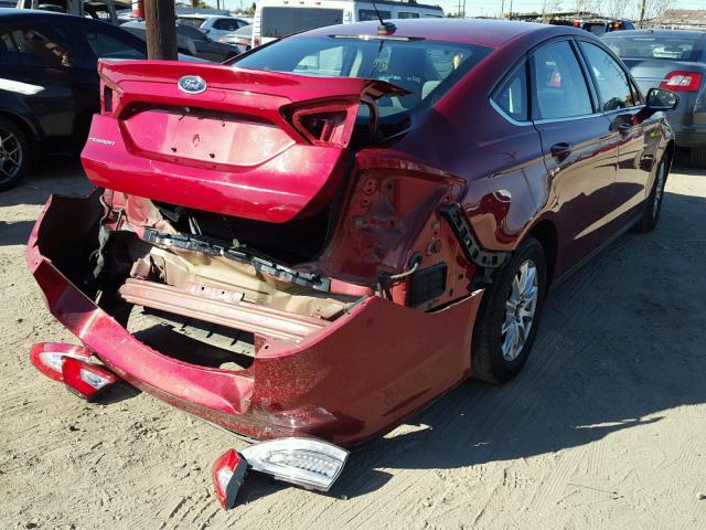 3FA6P0G79GR166073 - 2016 FORD FUSION S BURGUNDY photo 4