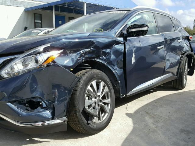 5N1AZ2MG8FN260411 - 2015 NISSAN MURANO S BLUE photo 9