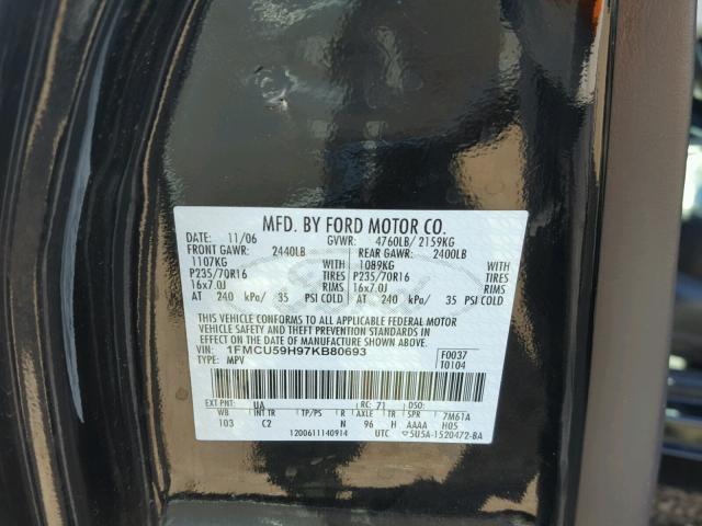 1FMCU59H97KB80693 - 2007 FORD ESCAPE HEV BLACK photo 10