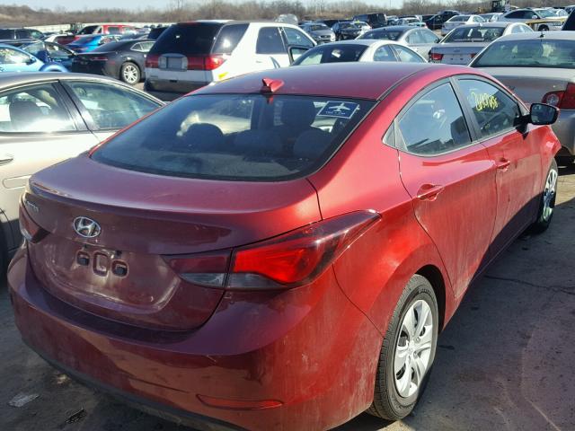 5NPDH4AEXGH736307 - 2016 HYUNDAI ELANTRA SE RED photo 4