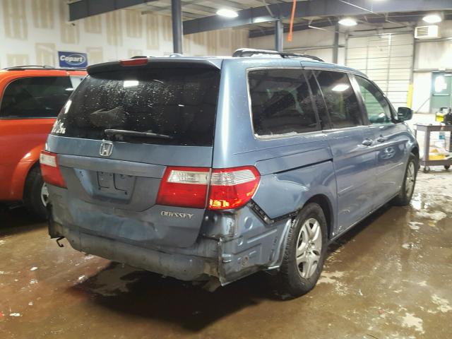 5FNRL38775B108805 - 2005 HONDA ODYSSEY EX BLUE photo 4