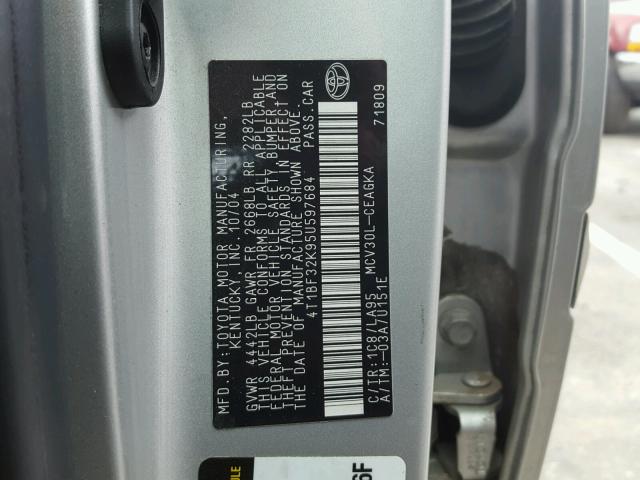 4T1BF32K95U597684 - 2005 TOYOTA CAMRY LE SILVER photo 10