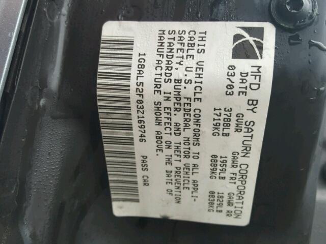 1G8AL52F03Z169746 - 2003 SATURN ION LEVEL BLUE photo 10