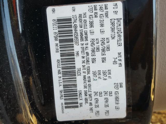 1D7HL48N44S505587 - 2004 DODGE DAKOTA QUA BLACK photo 10