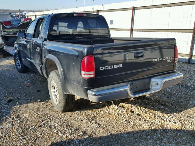 1D7HL48N44S505587 - 2004 DODGE DAKOTA QUA BLACK photo 3