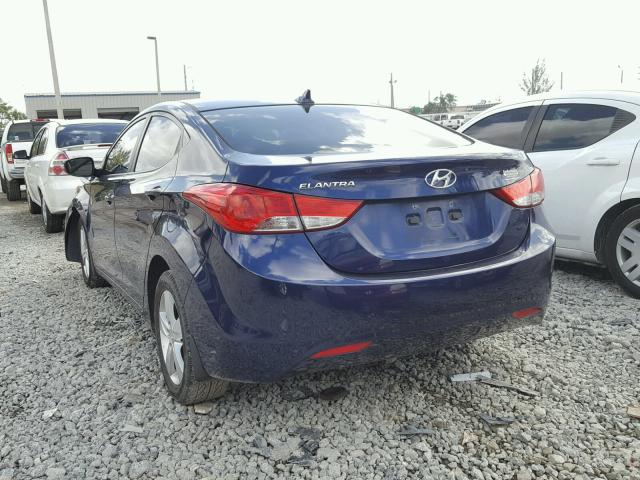 5NPDH4AE8CH092431 - 2012 HYUNDAI ELANTRA GL BLUE photo 3