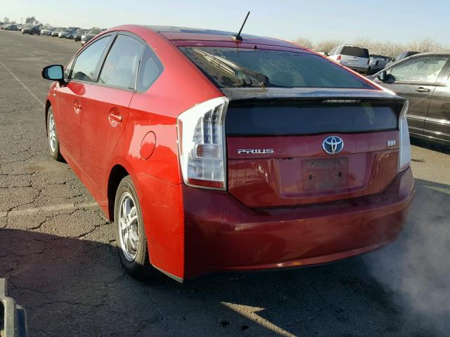 JTDKN3DU5A0019024 - 2010 TOYOTA PRIUS BURGUNDY photo 3