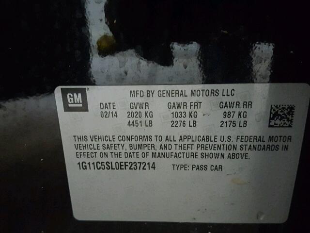 1G11C5SL0EF237214 - 2014 CHEVROLET MALIBU 1LT 黑色 照片 10