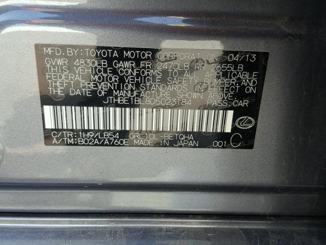 JTHBE1BL8D5023184 - 2013 LEXUS GS 350 GRAY photo 10