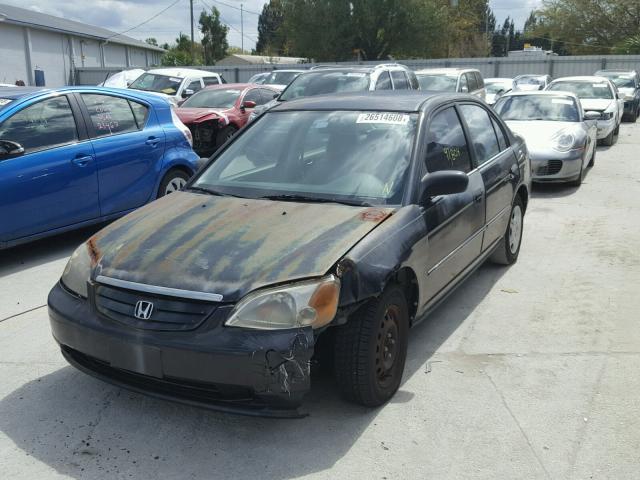 1HGES16592L050262 - 2002 HONDA CIVIC LX BLACK photo 2