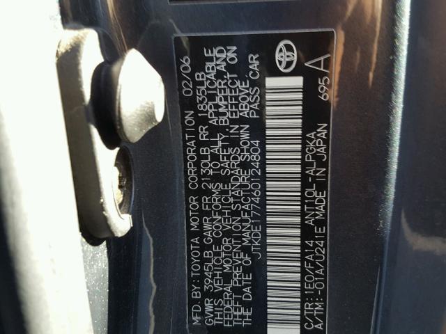 JTKDE177460124804 - 2006 TOYOTA SCION TC 石墨色 照片 10