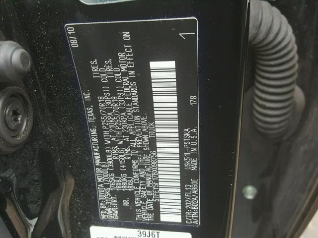 5TFEY5F17BX098756 - 2011 TOYOTA TUNDRA CRE BLACK photo 10