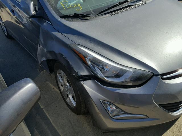 KMHDH4AE7GU636067 - 2016 HYUNDAI ELANTRA SE GRAY photo 9