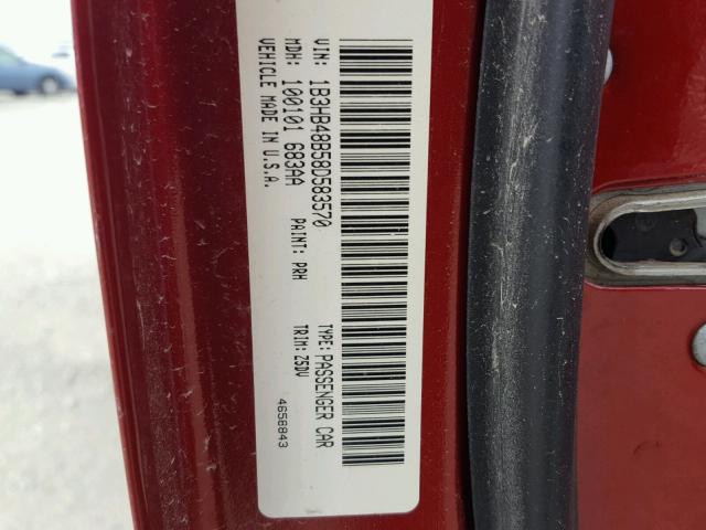 1B3HB48B58D583570 - 2008 DODGE CALIBER SX RED photo 10