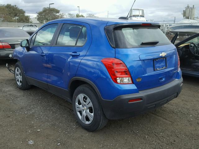 KL7CJKSB9FB120751 - 2015 CHEVROLET TRAX LS BLUE photo 3