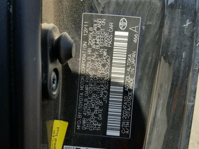 JTKJF5C73C3035667 - 2012 TOYOTA SCION TC 黑色 照片 10