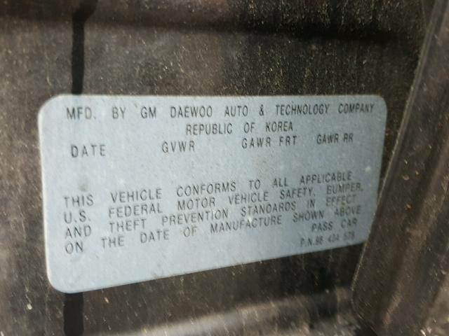 KL1TD52685B395712 - 2005 CHEVROLET AVEO BASE BLACK photo 10