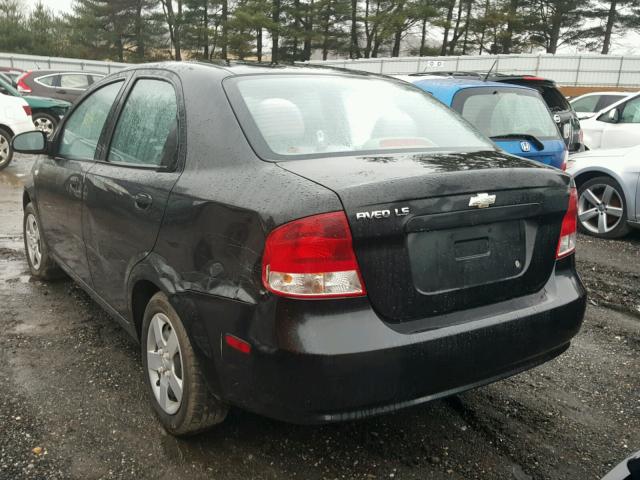 KL1TD52685B395712 - 2005 CHEVROLET AVEO BASE BLACK photo 3