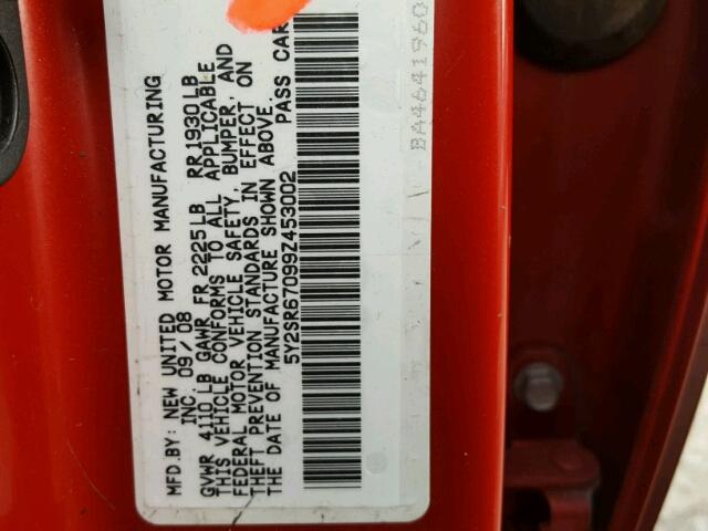 5Y2SR67099Z453002 - 2009 PONTIAC VIBE GT RED photo 10