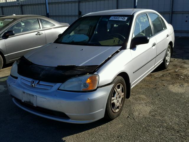 1HGES16251L057536 - 2001 HONDA CIVIC DX SILVER photo 2