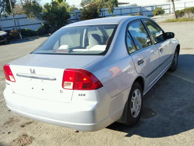 1HGES16251L057536 - 2001 HONDA CIVIC DX SILVER photo 4