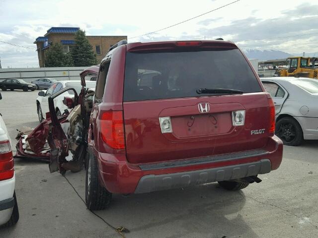 2HKYF18664H593694 - 2004 HONDA PILOT EXL RED photo 3