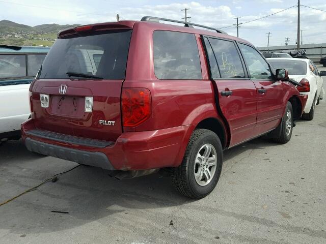 2HKYF18664H593694 - 2004 HONDA PILOT EXL RED photo 4