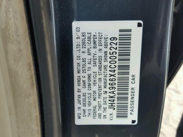 JH4KA966X4C005229 - 2004 ACURA 3.5RL GRAY photo 10